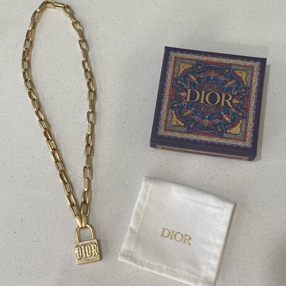 Christian Dior Aged Gold Lucky Locket Necklace Padlock - Picture 1 of 7
